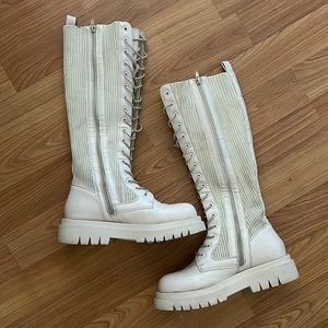Pretty Little Thing Cream tall boots